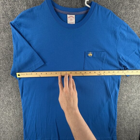 Brooks Brothers XL Blue Short Sleeve T Shirt Men Cotton Pocket Logo Adult - Picture 4 of 11